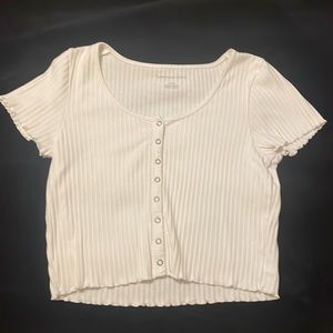 American Eagle Ribbed Button Front Crop Top